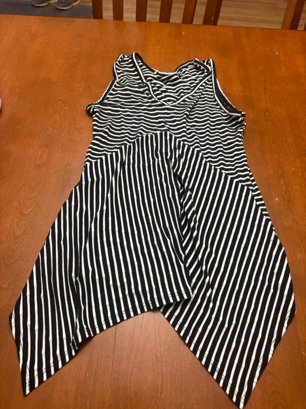 Women's Black & White Striped Handkerchief Hem Tank Top